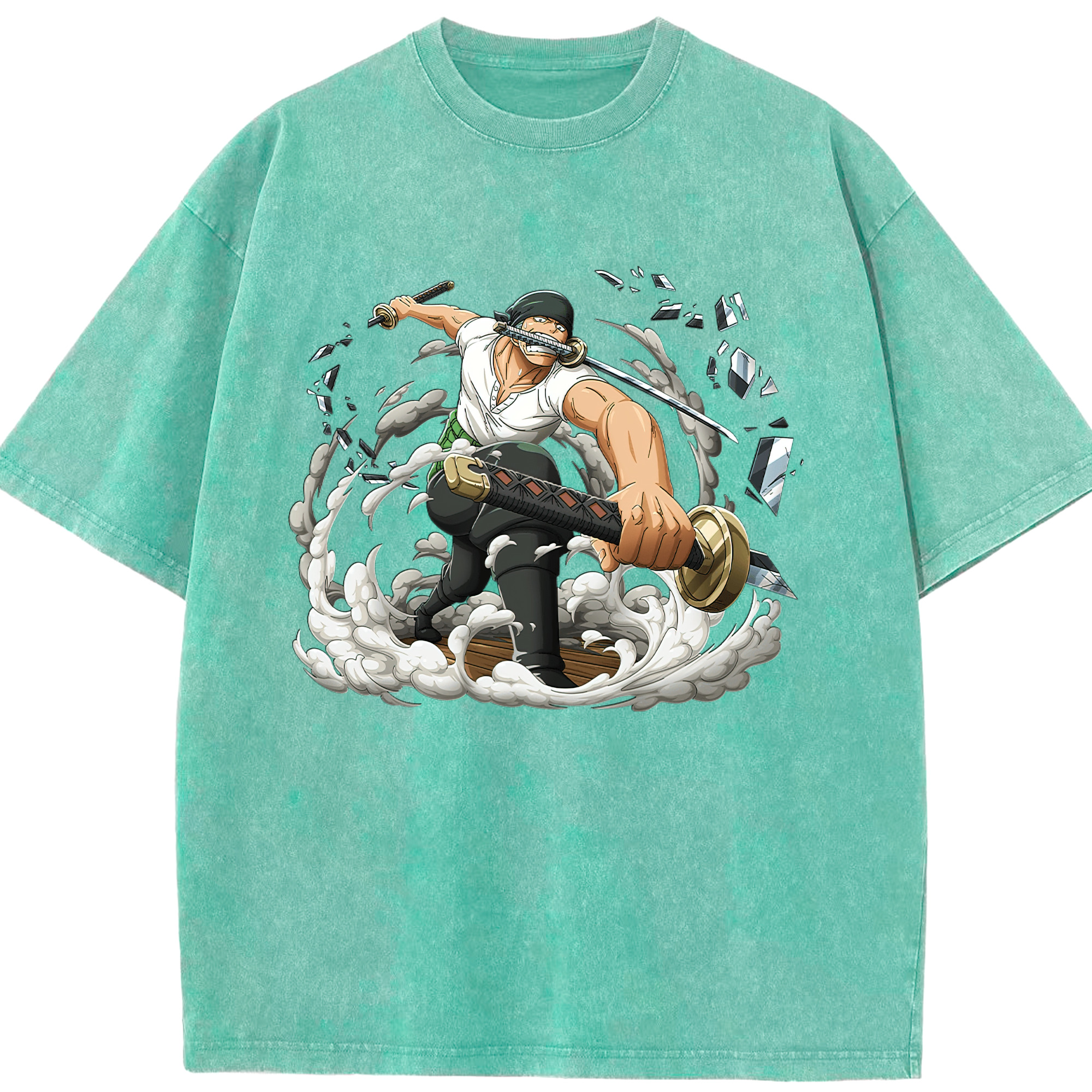 ワンピース ロロノア・ゾロ ONE PIECE Roronoa Zoro 綿100% ヴィンテージ風 半袖Tシャツ（フロントプリント）